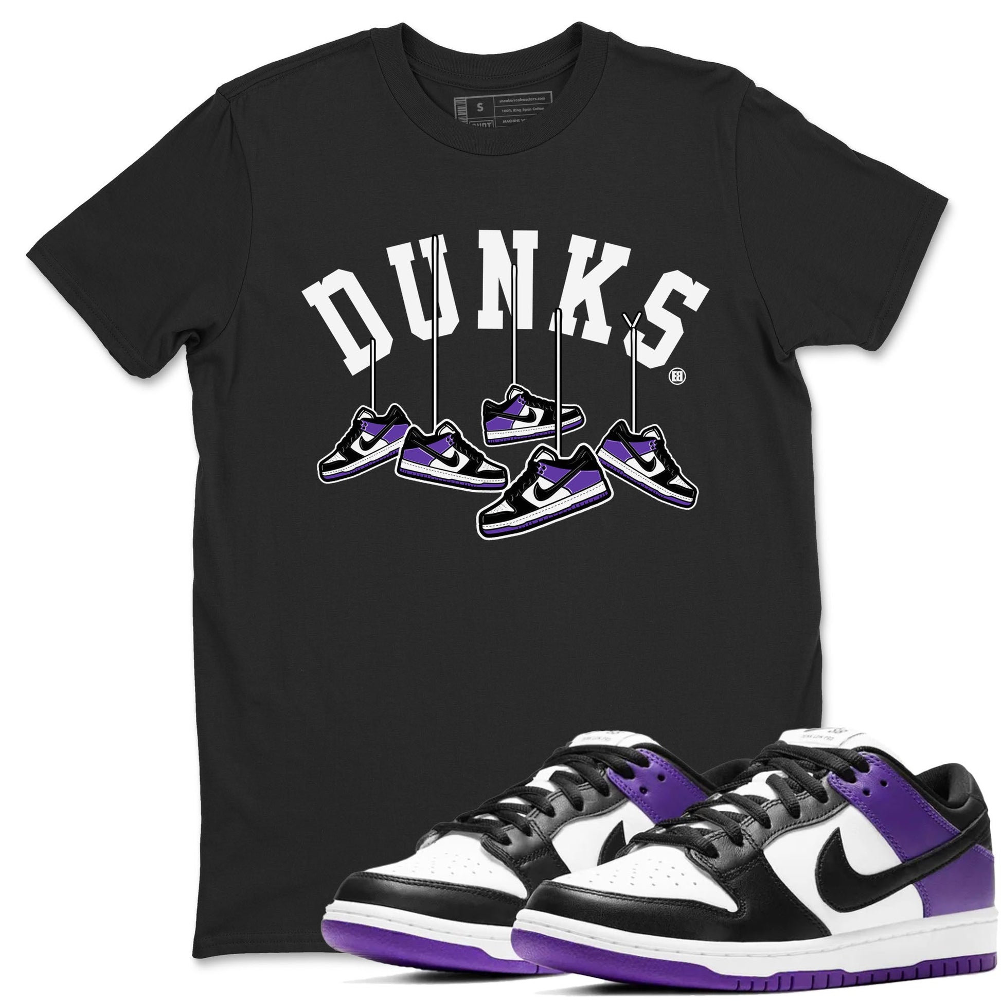 Nike SB Dunk Low Court Purple Shirt To Match Jordans Hanging Sneakers Streetwear Fashion Dunk Low Court Purple SNRT Sneaker Release Tees unisex cotton Black 1 crew neck shirt