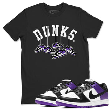 Nike SB Dunk Low Court Purple Shirt To Match Jordans Hanging Sneakers Streetwear Fashion Dunk Low Court Purple SNRT Sneaker Release Tees unisex cotton Black 1 crew neck shirt