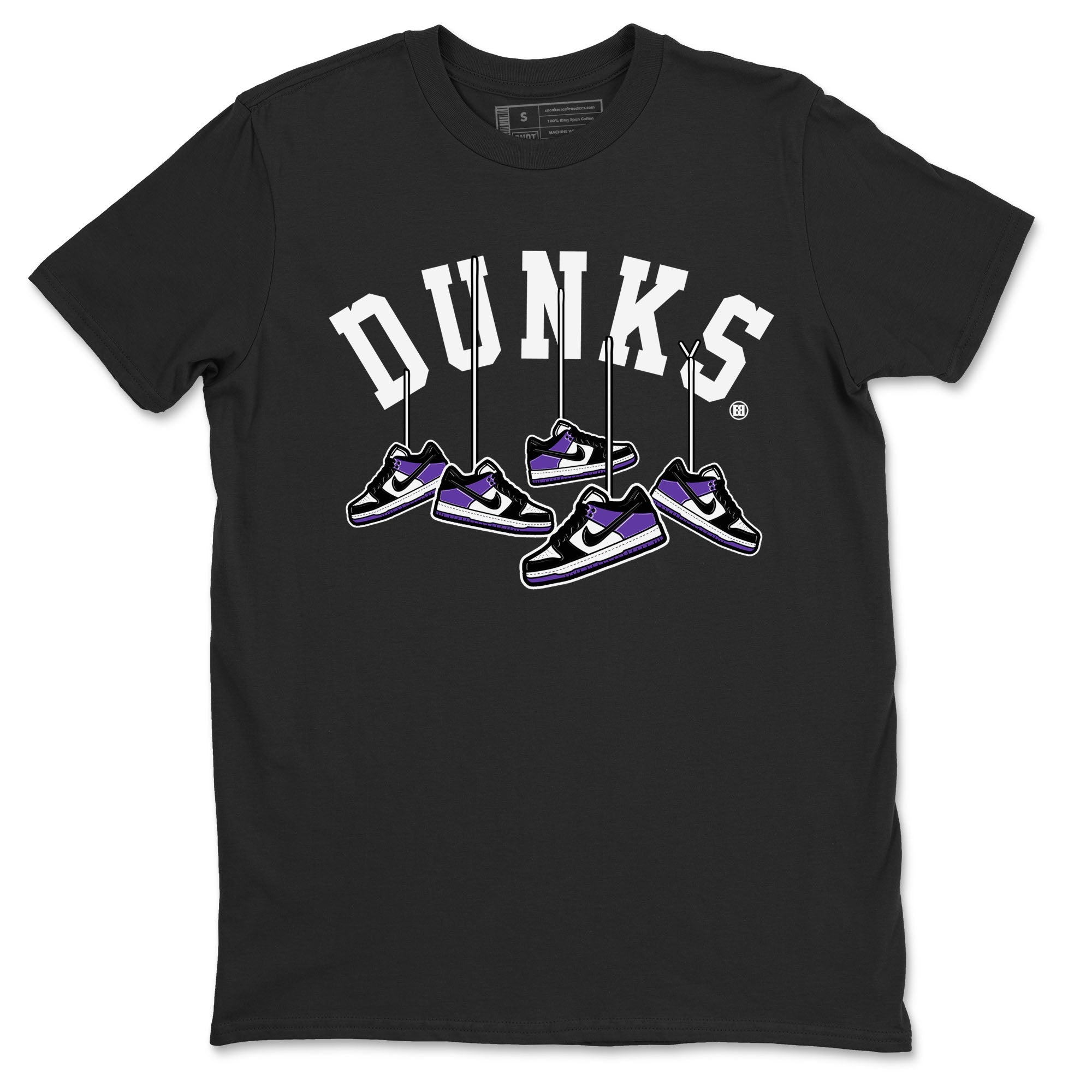 Nike SB Dunk Low Court Purple Shirt To Match Jordans Hanging Sneakers Streetwear Fashion Dunk Low Court Purple SNRT Sneaker Release Tees unisex cotton Black 2 crew neck shirt