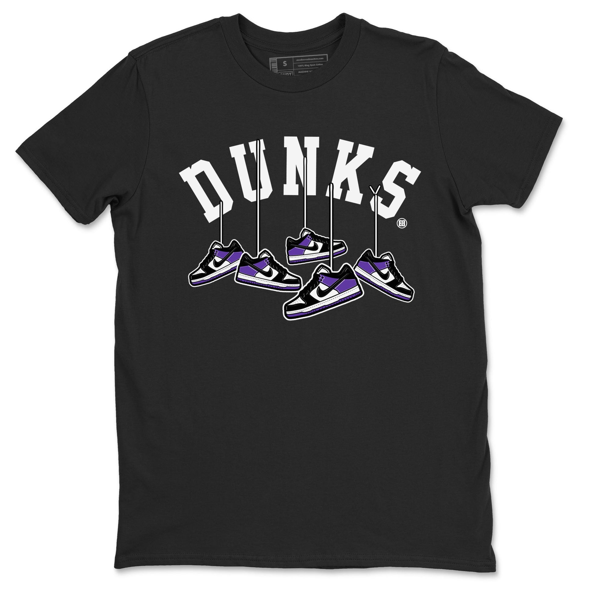 Nike SB Dunk Low Court Purple Shirt To Match Jordans Hanging Sneakers Streetwear Fashion Dunk Low Court Purple SNRT Sneaker Release Tees unisex cotton Black 2 crew neck shirt