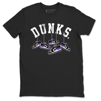 Nike SB Dunk Low Court Purple Shirt To Match Jordans Hanging Sneakers Streetwear Fashion Dunk Low Court Purple SNRT Sneaker Release Tees unisex cotton Black 2 crew neck shirt