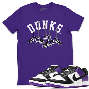 Nike SB Dunk Low Court Purple Shirt To Match Jordans Hanging Sneakers Streetwear Fashion Dunk Low Court Purple SNRT Sneaker Release Tees unisex cotton Purple 1 crew neck shirt