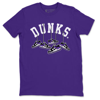 Nike SB Dunk Low Court Purple Shirt To Match Jordans Hanging Sneakers Streetwear Fashion Dunk Low Court Purple SNRT Sneaker Release Tees unisex cotton Purple 2 crew neck shirt