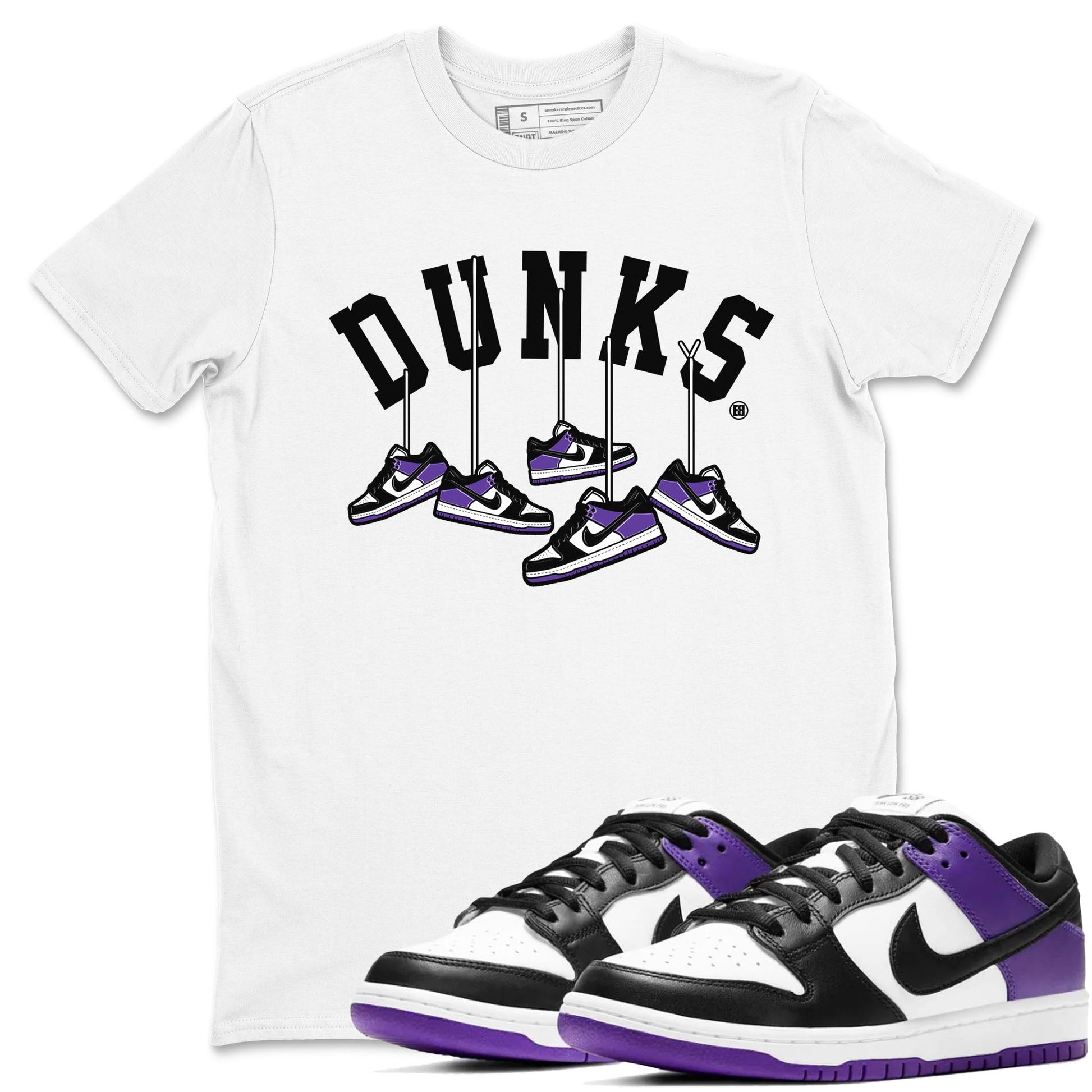 Nike SB Dunk Low Court Purple Shirt To Match Jordans Hanging Sneakers Streetwear Fashion Dunk Low Court Purple SNRT Sneaker Release Tees unisex cotton White 1 crew neck shirt