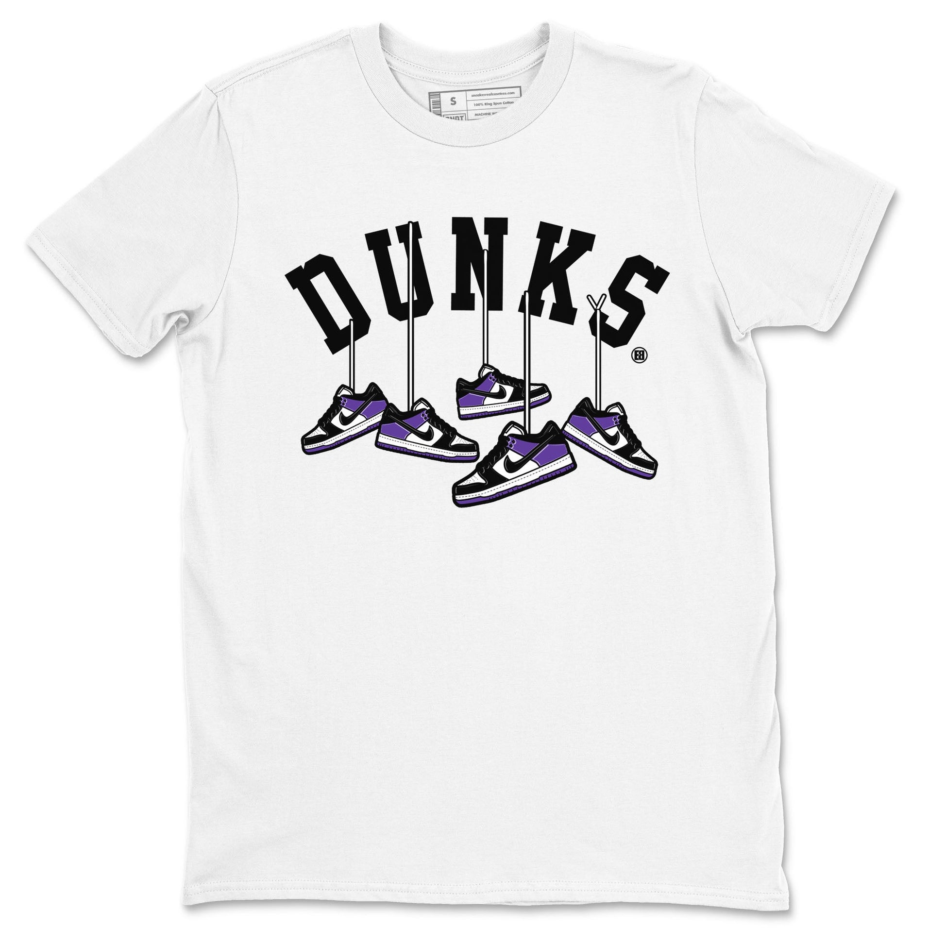 Nike SB Dunk Low Court Purple Shirt To Match Jordans Hanging Sneakers Streetwear Fashion Dunk Low Court Purple SNRT Sneaker Release Tees unisex cotton White 2 crew neck shirt