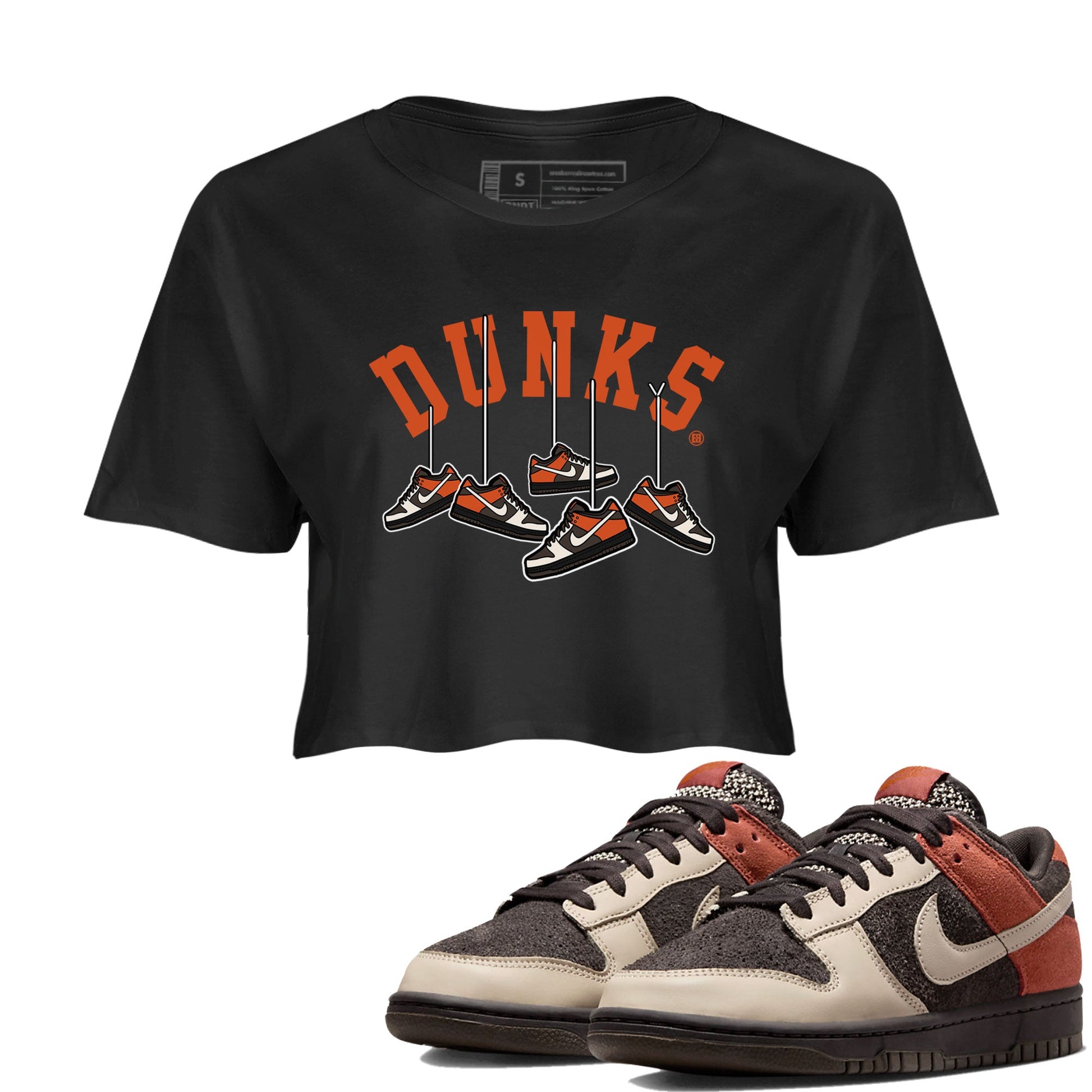 Nike Dunk Low Red Panda shirt to match jordans Hanging Sneakers sneaker tees Dunk Red Panda SNRT Sneaker Release Tees Black 1 Crop T-Shirt