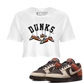 Nike Dunk Low Red Panda shirt to match jordans Hanging Sneakers sneaker tees Dunk Red Panda SNRT Sneaker Release Tees White 1 Crop T-Shirt
