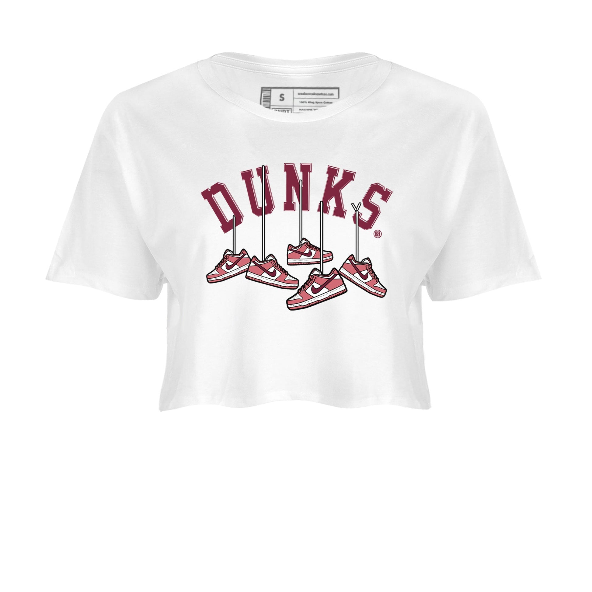 Dunks Valentines Day shirt to match jordans Hanging Sneakers sneaker tees Dunks Valentine's Day SNRT sneaker Release Tees White 2 crop length shirt