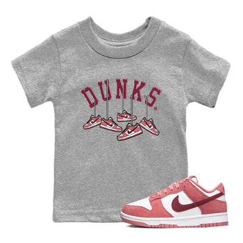 Dunks Valentines Day shirt to match jordans Hanging Sneakers sneaker tees Dunks Valentine's Day SNRT sneaker release tees baby toddler Heather Grey 1 cotton Shirt