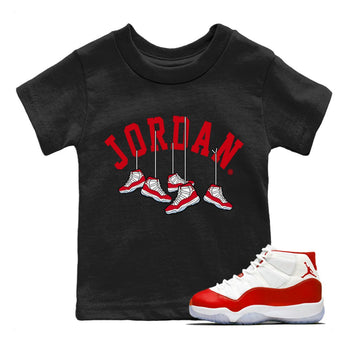 Jordan 11 Cherry Sneaker Match Tees Hanging Sneakers Sneaker Tees Jordan 11 Cherry Sneaker Release Tees Kids Shirts