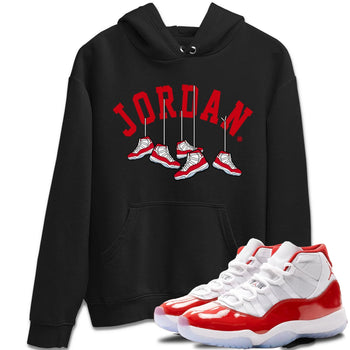Jordan 11 Cherry Sneaker Match Tees Hanging Sneakers Sneaker Tees Jordan 11 Cherry Sneaker Release Tees Unisex Shirts