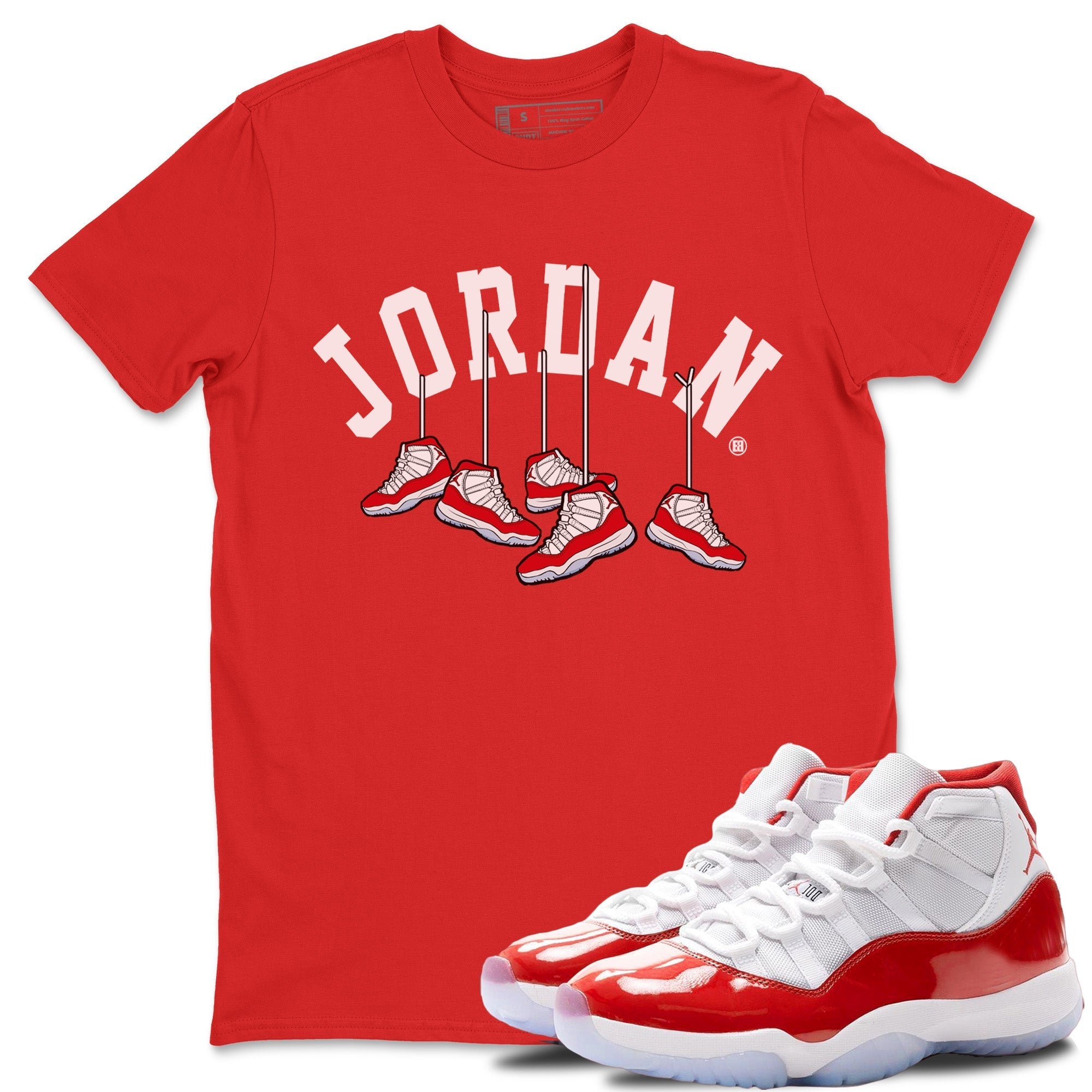 Hanging Sneakers Unisex Tops Air Jordan 11 Cherry SNRT Sneaker T shirts