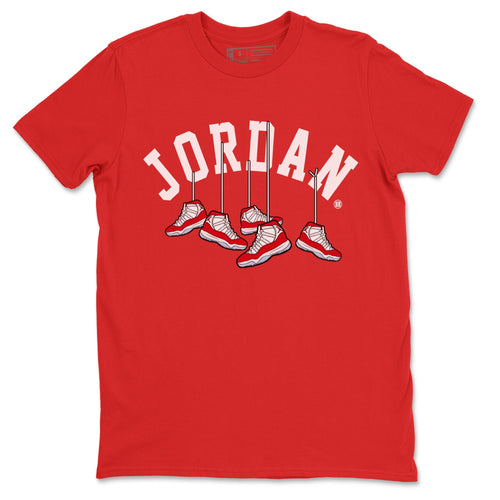 Jordan 11 Cherry Sneaker Match Tees Hanging Sneakers Sneaker Tees Jordan 11 Cherry Sneaker Release Tees Unisex Shirts