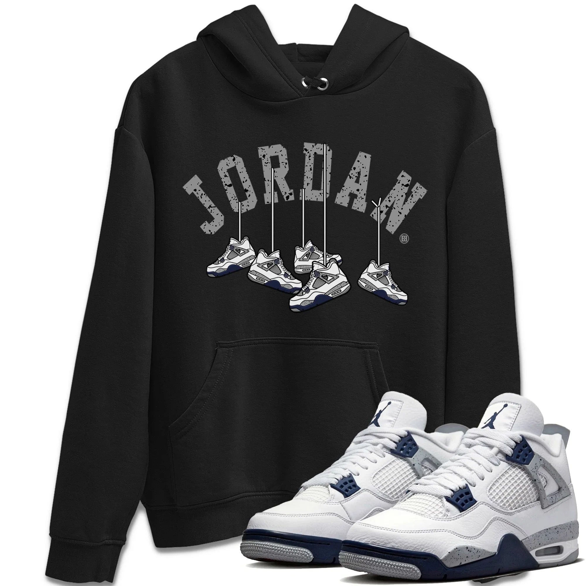 Jordan 4 Midnight Navy Sneaker Match Tees Hanging Sneakers Sneaker Tees Jordan 4 Midnight Navy Sneaker Release Tees Unisex Shirts