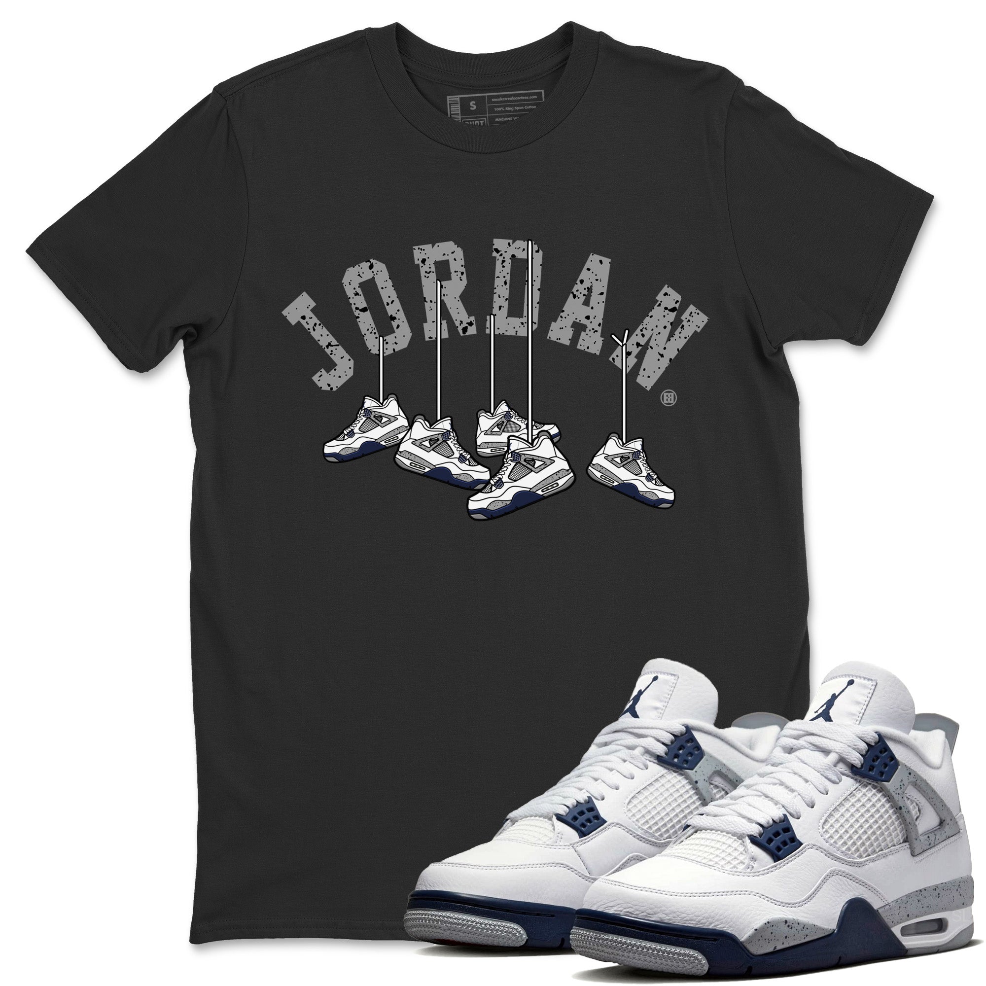 Jordan 4 Midnight Navy Sneaker Match Tees Hanging Sneakers Sneaker Tees Jordan 4 Midnight Navy Sneaker Release Tees Unisex Shirts