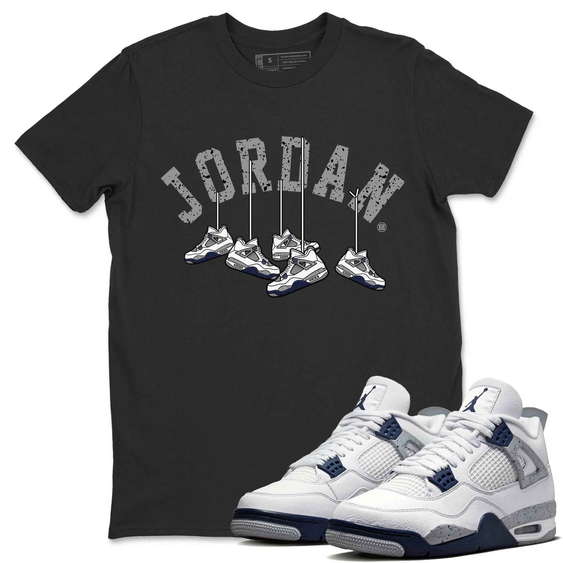 Jordan 4 Midnight Navy Sneaker Match Tees Hanging Sneakers Sneaker Tees Jordan 4 Midnight Navy Sneaker Release Tees Unisex Shirts