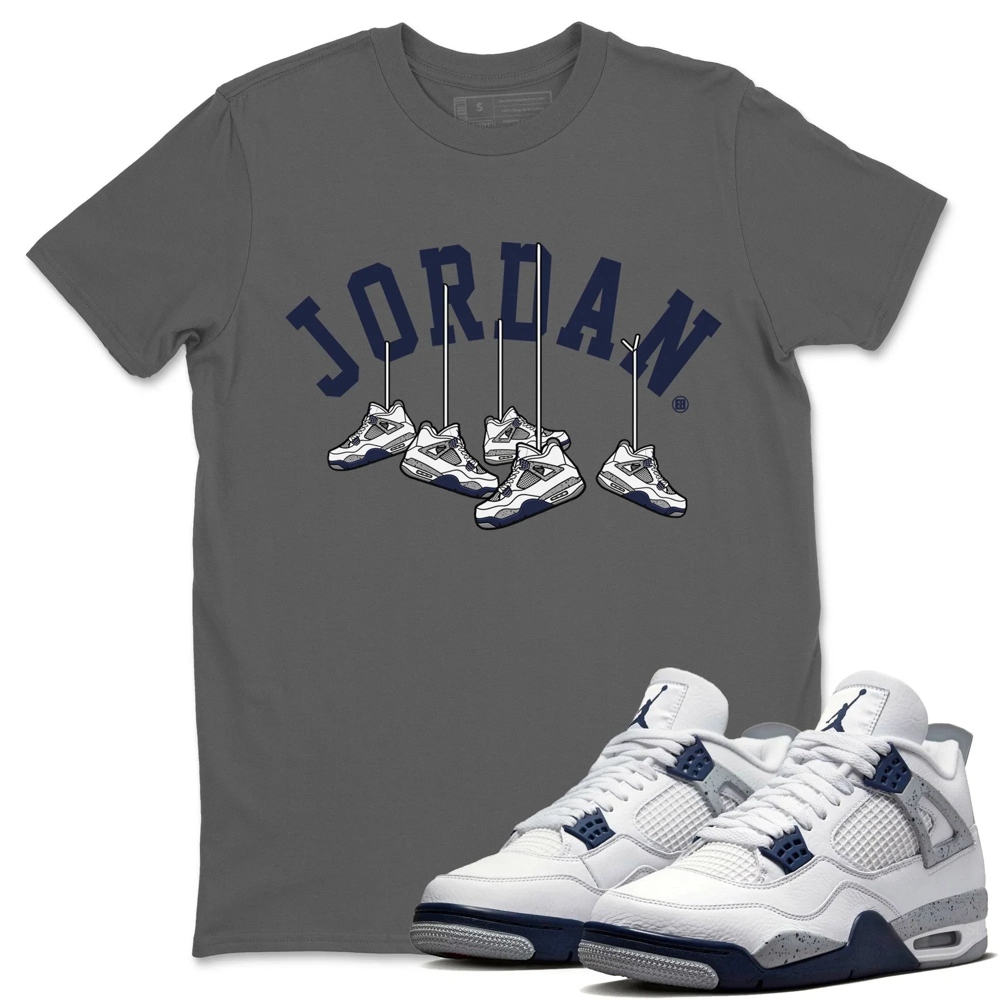 Jordan 4 Midnight Navy Sneaker Match Tees Hanging Sneakers Sneaker Tees Jordan 4 Midnight Navy Sneaker Release Tees Unisex Shirts