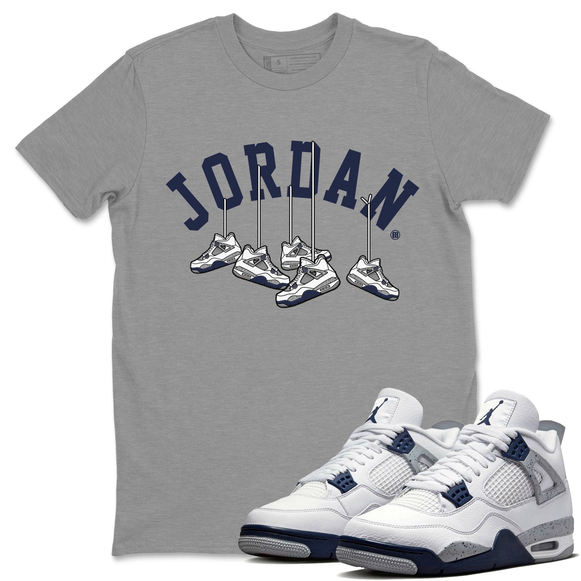 Jordan 4 Midnight Navy Sneaker Match Tees Hanging Sneakers Sneaker Tees Jordan 4 Midnight Navy Sneaker Release Tees Unisex Shirts
