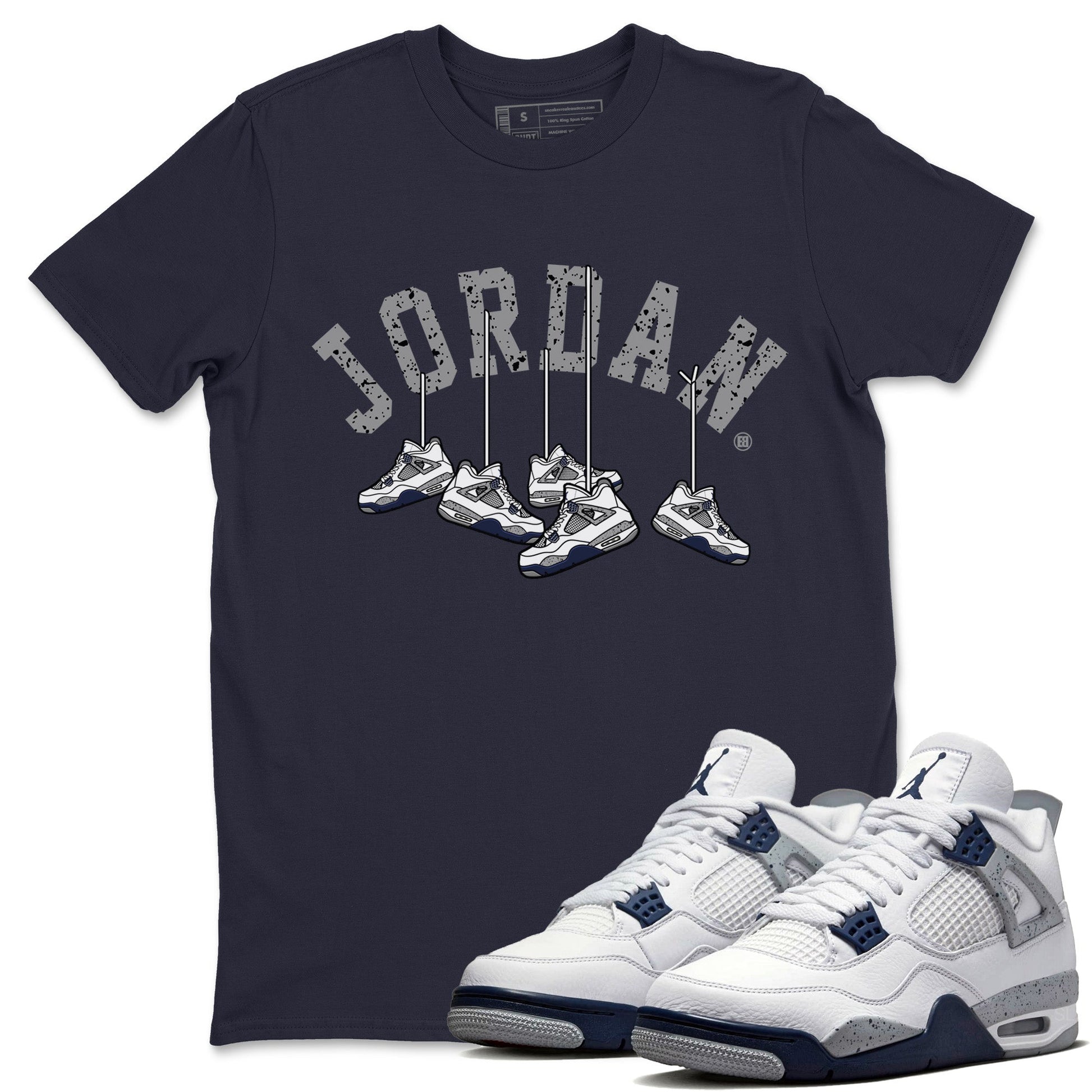 Jordan 4 Midnight Navy Sneaker Match Tees Hanging Sneakers Sneaker Tees Jordan 4 Midnight Navy Sneaker Release Tees Unisex Shirts