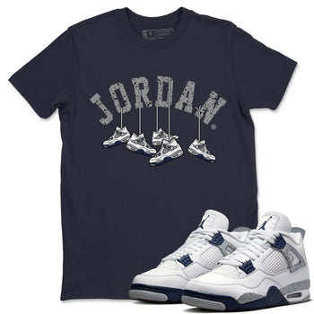 Jordan 4 Midnight Navy Sneaker Match Tees Hanging Sneakers Sneaker Tees Jordan 4 Midnight Navy Sneaker Release Tees Unisex Shirts