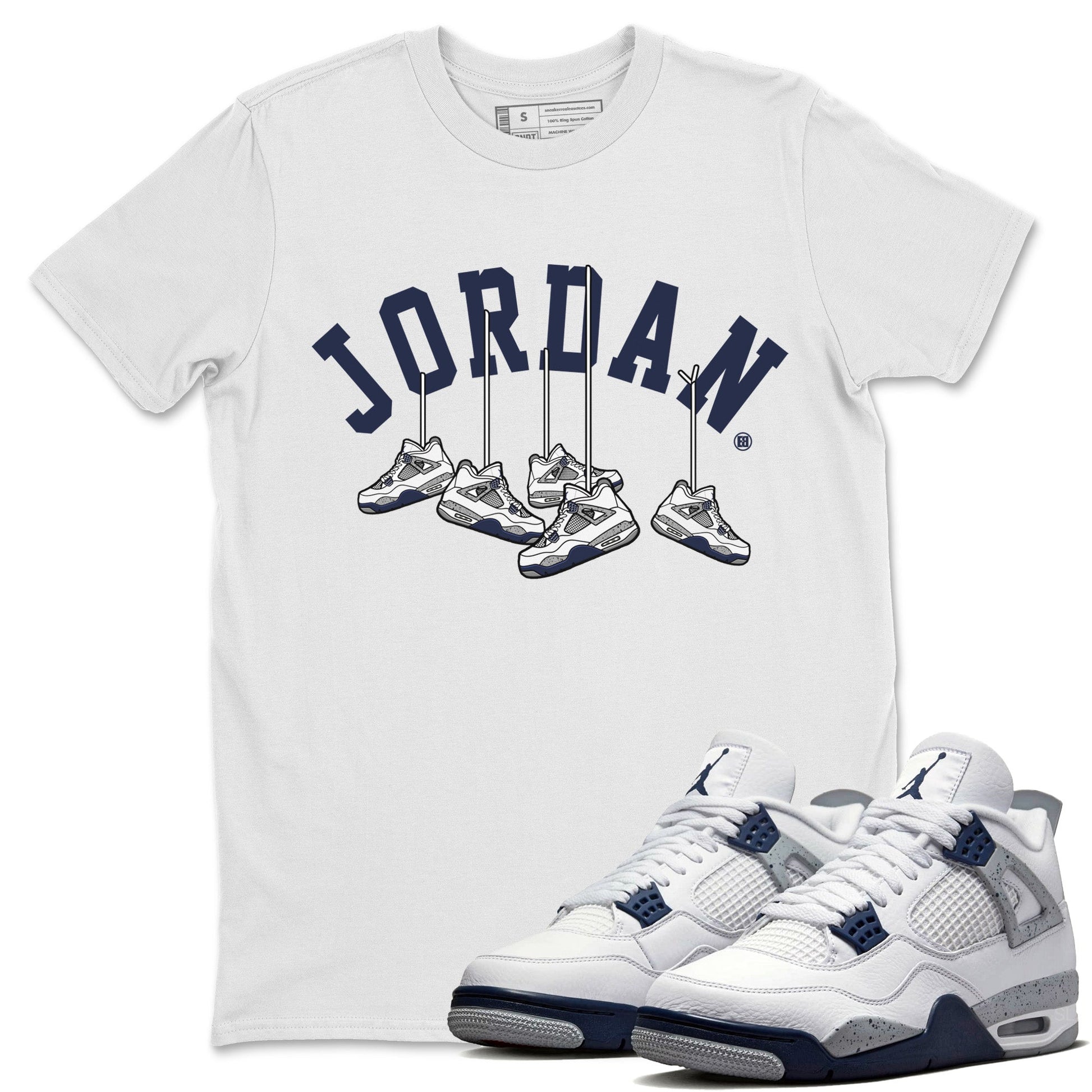 Jordan 4 Midnight Navy Sneaker Match Tees Hanging Sneakers Sneaker Tees Jordan 4 Midnight Navy Sneaker Release Tees Unisex Shirts