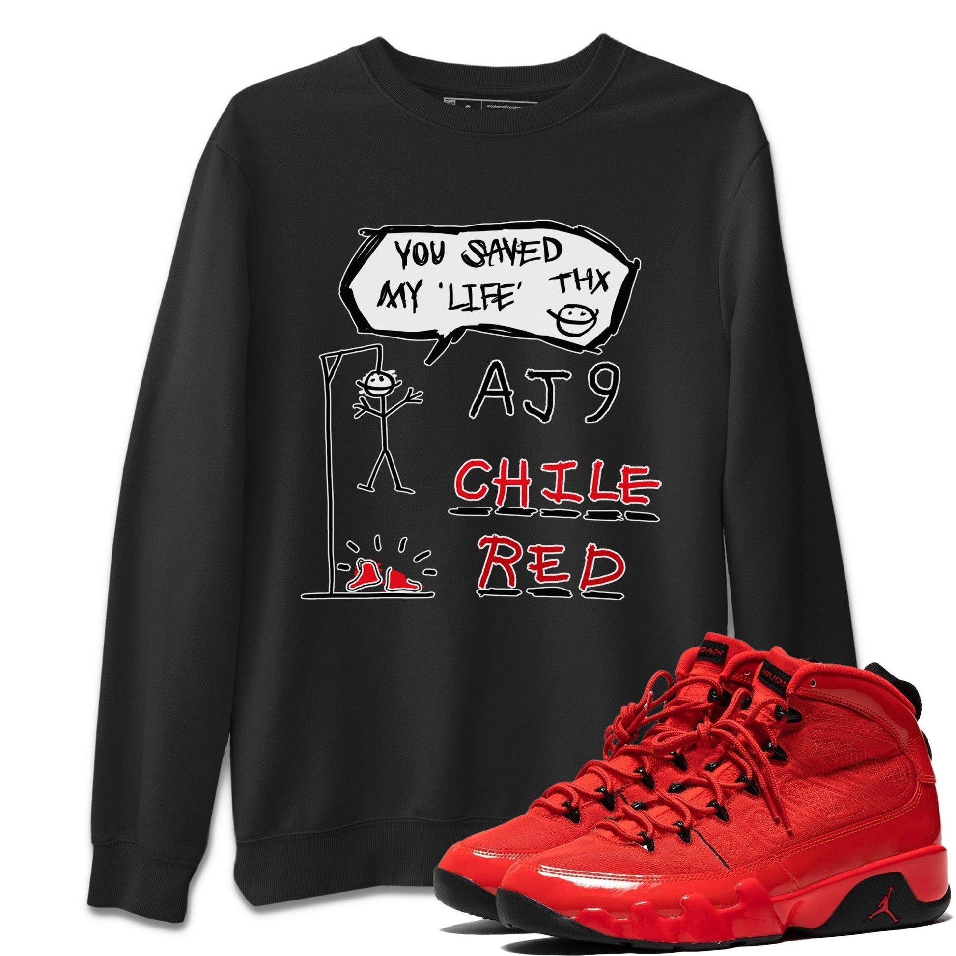 Jordan 9 Chile Red Sneaker Match Tees Hangman Sneaker Tees Jordan 9 Chile Red Sneaker Release Tees Unisex Shirts