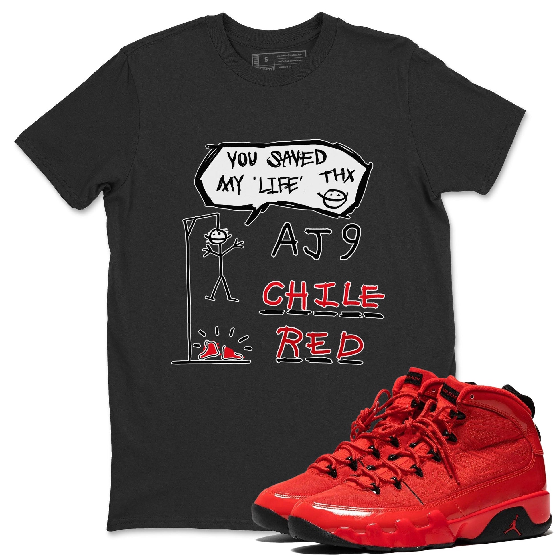 Jordan 9 Chile Red Sneaker Match Tees Hangman Sneaker Tees Jordan 9 Chile Red Sneaker Release Tees Unisex Shirts