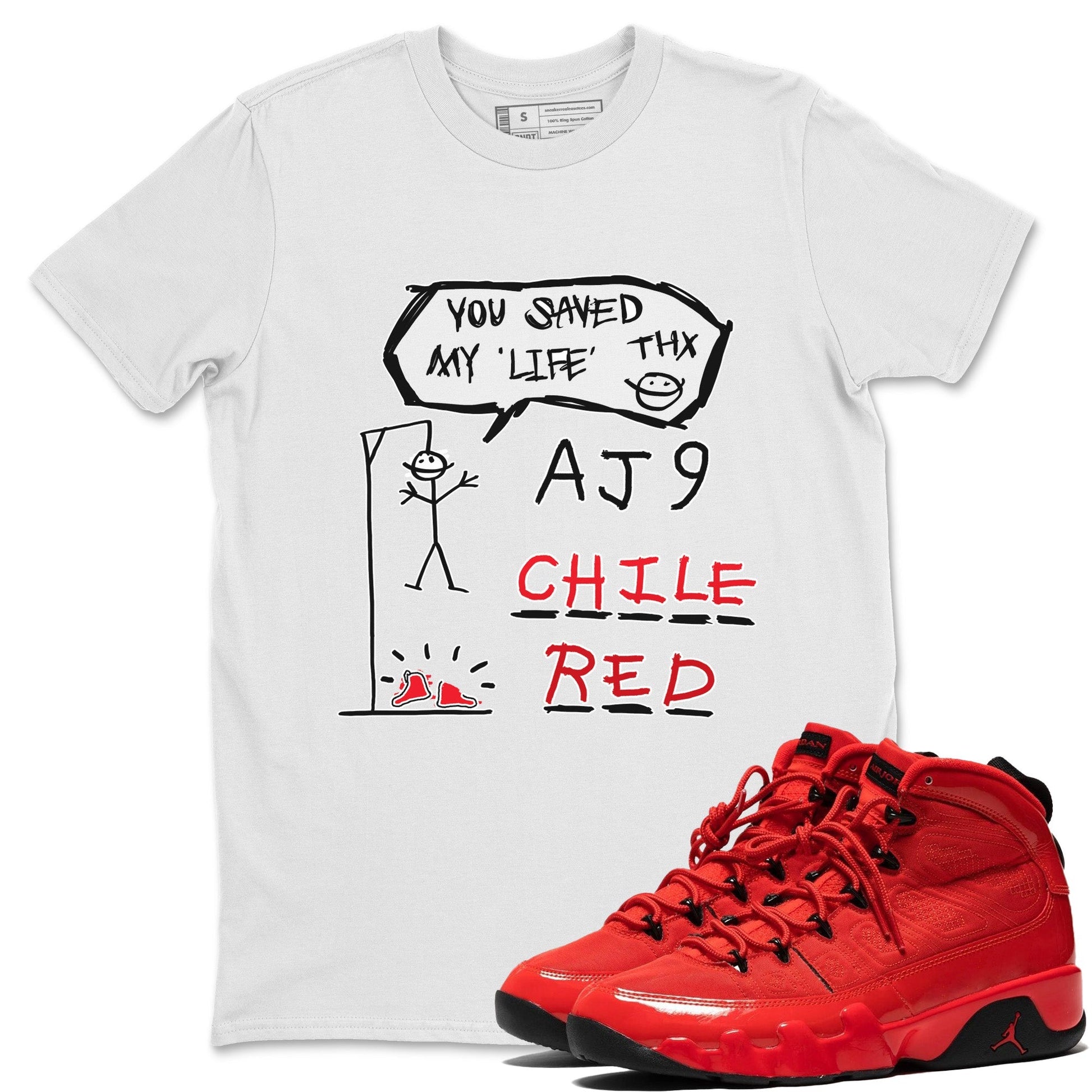 Jordan 9 Chile Red Sneaker Match Tees Hangman Sneaker Tees Jordan 9 Chile Red Sneaker Release Tees Unisex Shirts