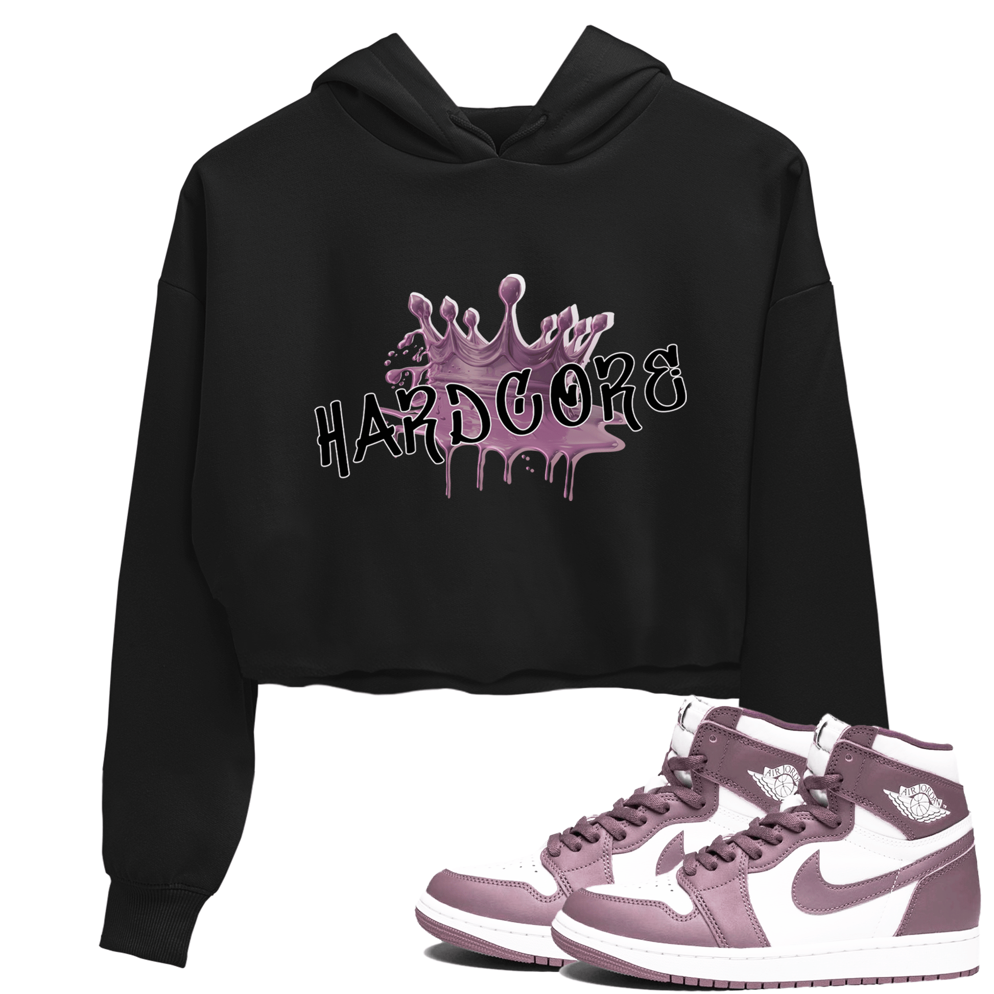 Air Jordan 1 Mauve shirt to match jordans Hardcore sneaker tees AJ1 Mauve SNRT Sneaker Tees Sneaker Matching Clothing Brand Black 1 Crop T-Shirt