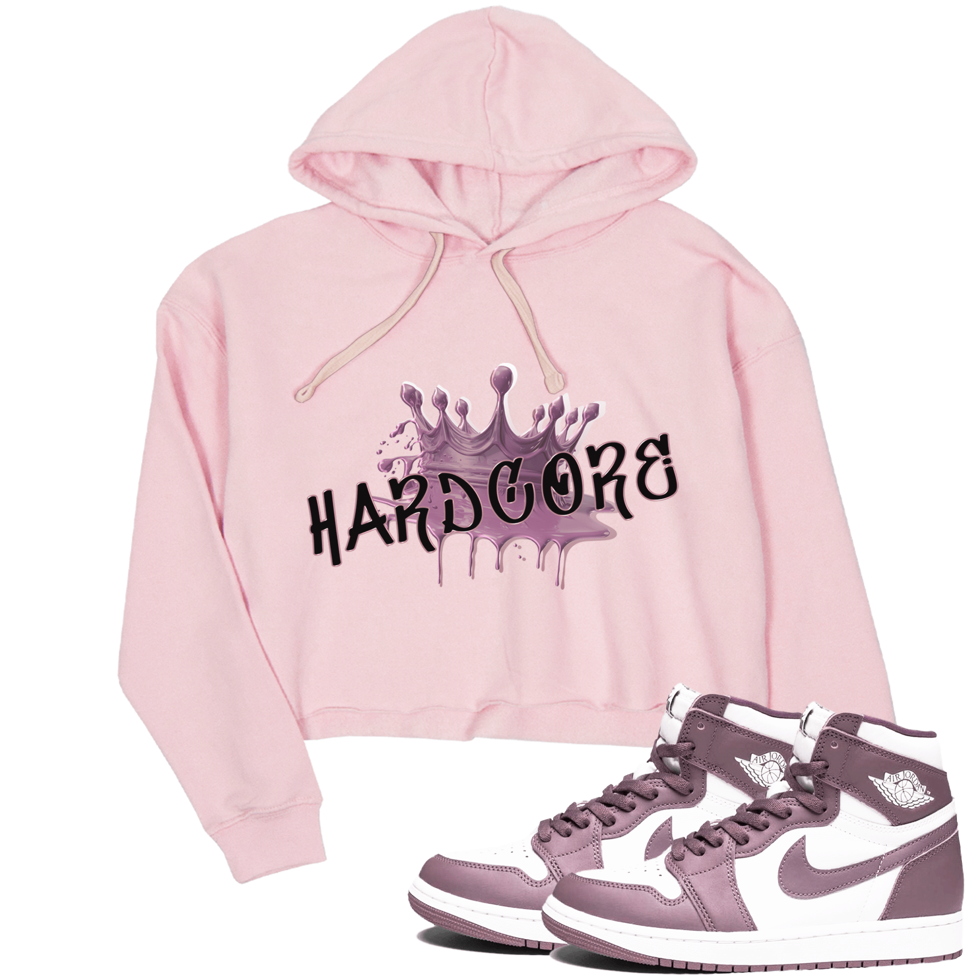Air Jordan 1 Mauve shirt to match jordans Hardcore sneaker tees AJ1 Mauve SNRT Sneaker Tees Sneaker Matching Clothing Brand Pink 1 Crop T-Shirt