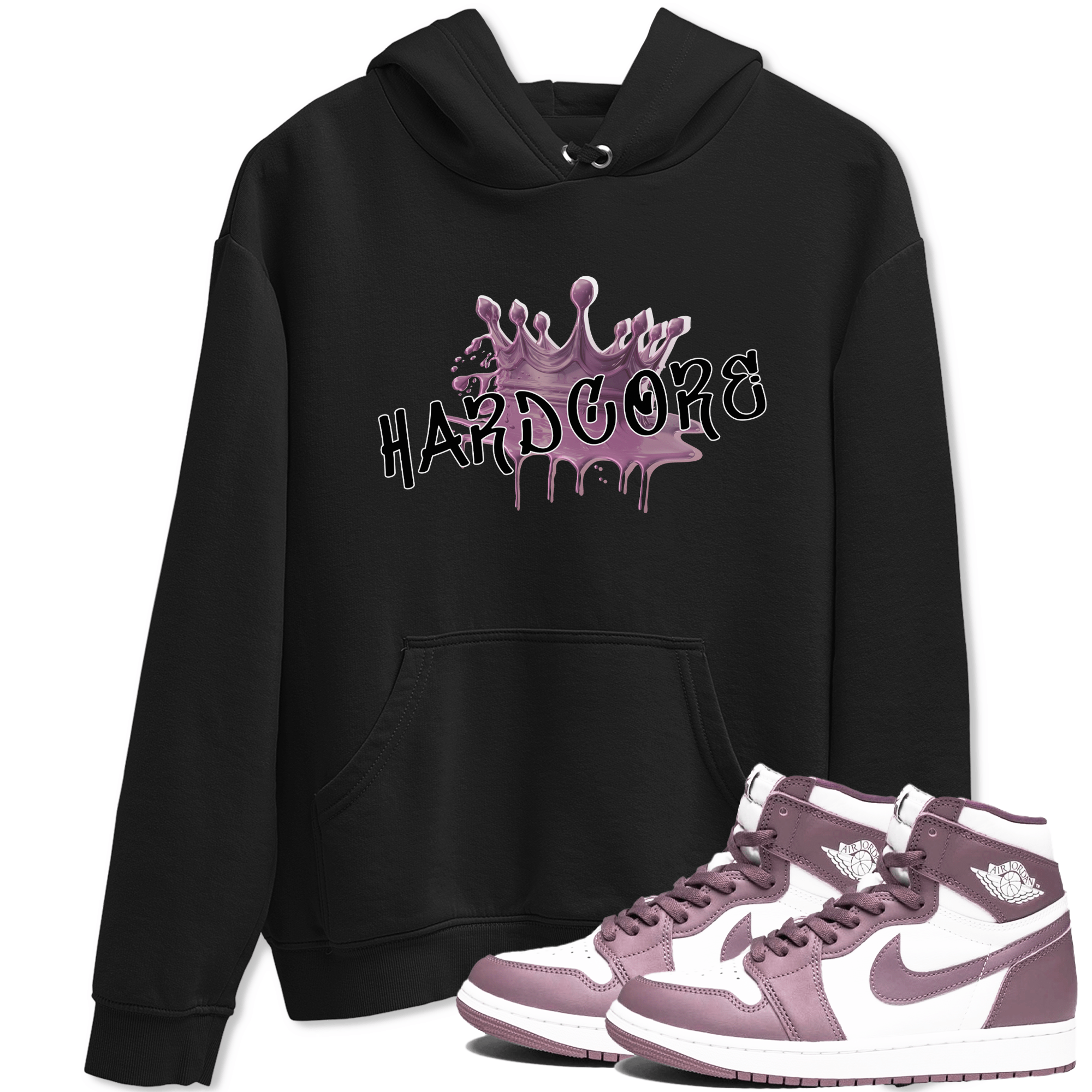 Air Jordan 1 Mauve shirt to match jordans Hardcore sneaker tees AJ1 Mauve SNRT Sneaker Tees Sneaker Matching Clothing Brand Unisex Sneaker Tee Black 1 T-Shirt