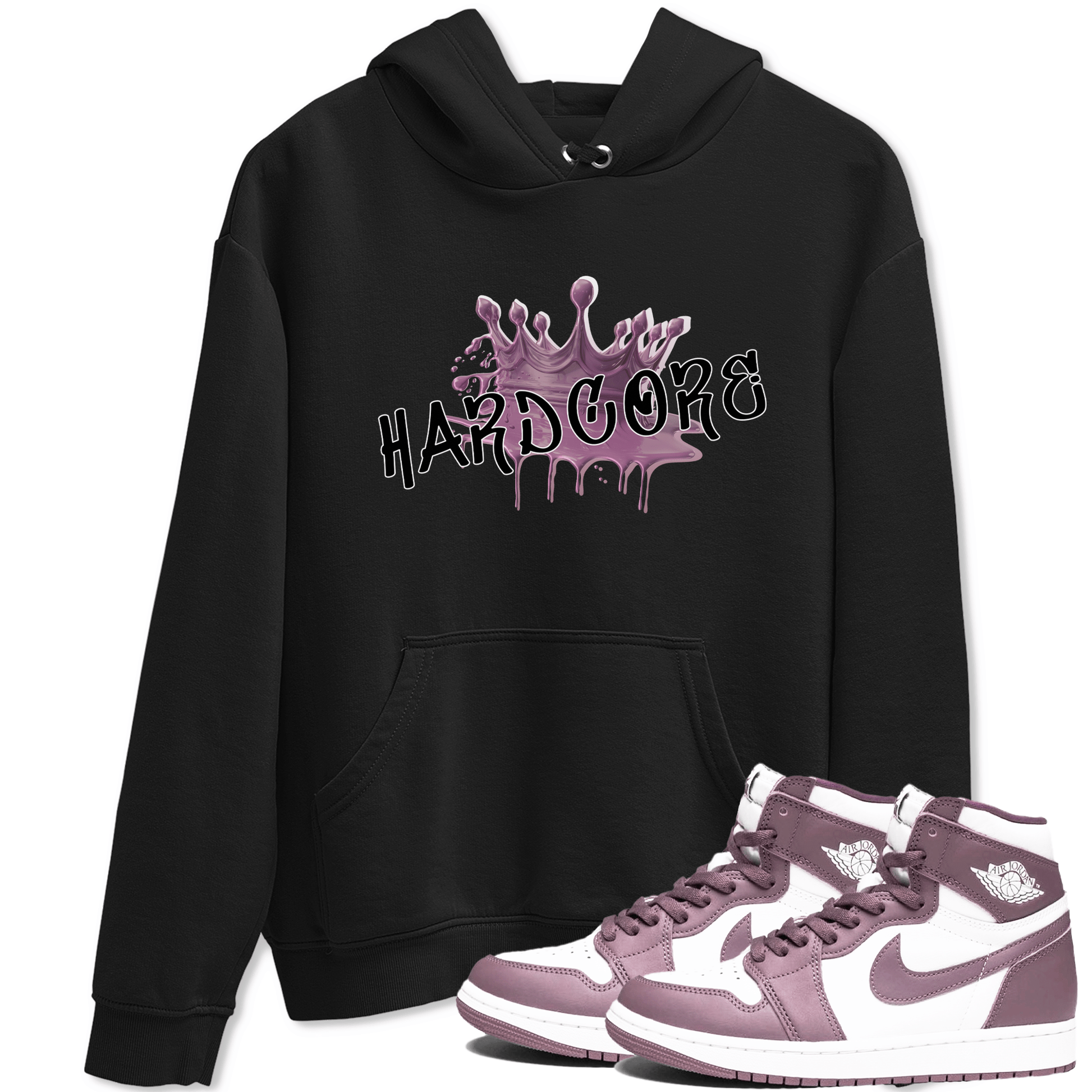 Air Jordan 1 Mauve shirt to match jordans Hardcore sneaker tees AJ1 Mauve SNRT Sneaker Tees Sneaker Matching Clothing Brand Unisex Sneaker Tee Black 1 T-Shirt