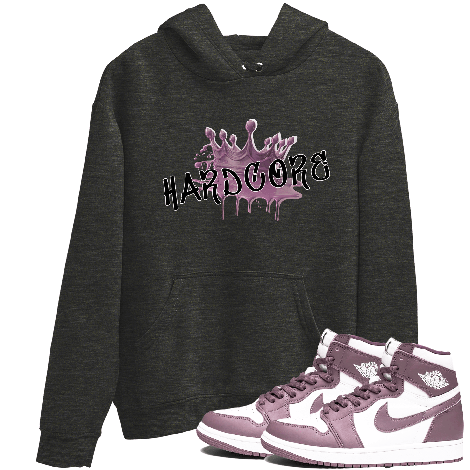 Air Jordan 1 Mauve shirt to match jordans Hardcore sneaker tees AJ1 Mauve SNRT Sneaker Tees Sneaker Matching Clothing Brand Unisex Sneaker Tee Charcoal Heather 1 T-Shirt