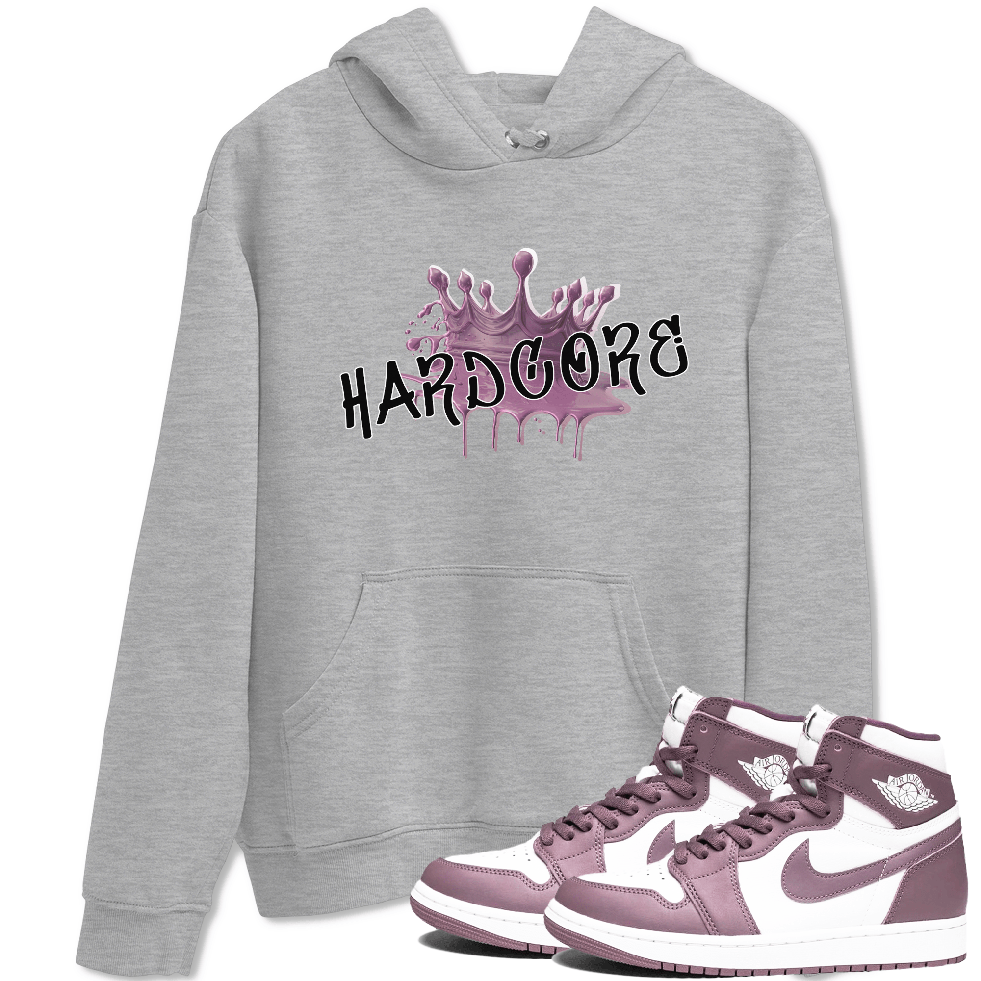 Air Jordan 1 Mauve shirt to match jordans Hardcore sneaker tees AJ1 Mauve SNRT Sneaker Tees Sneaker Matching Clothing Brand Unisex Sneaker Tee Heather Grey 1 T-Shirt