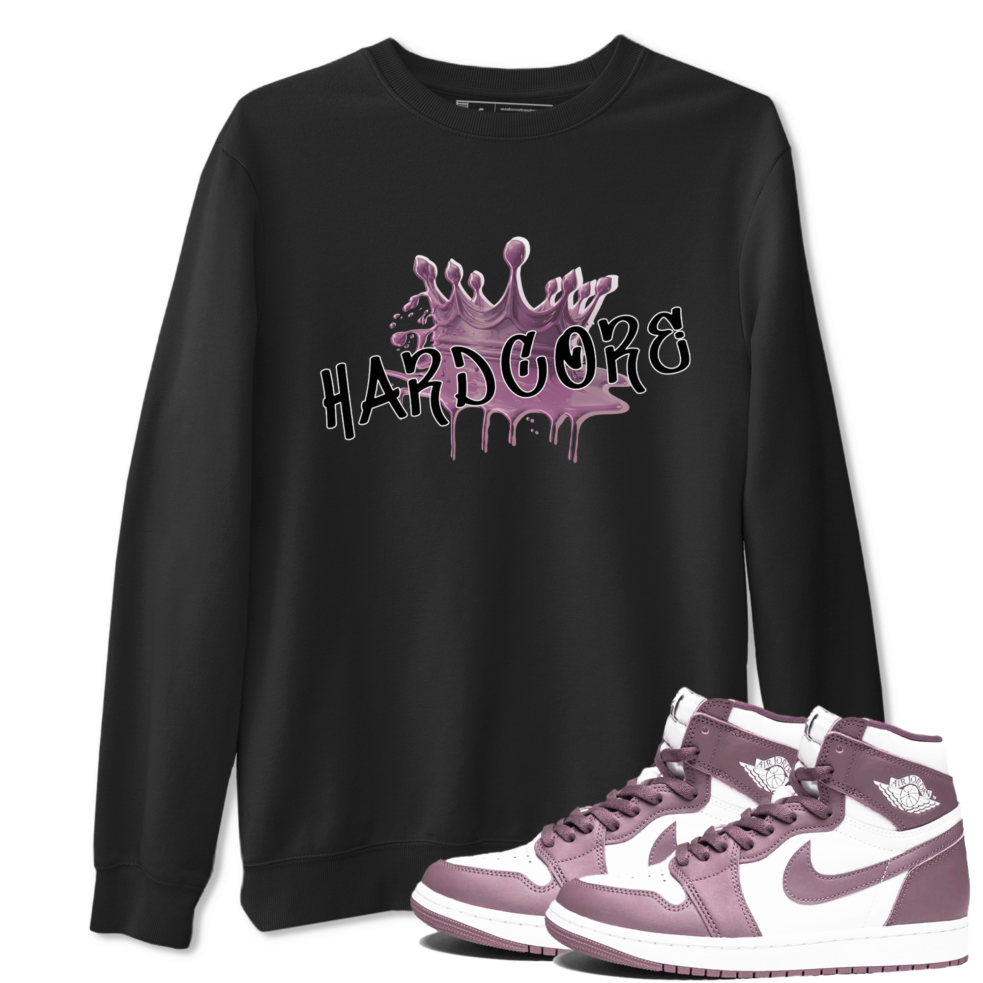 Air Jordan 1 Mauve shirt to match jordans Hardcore sneaker tees AJ1 Mauve SNRT Sneaker Tees Sneaker Matching Clothing Brand Unisex Sneaker Tee Black 1 T-Shirt