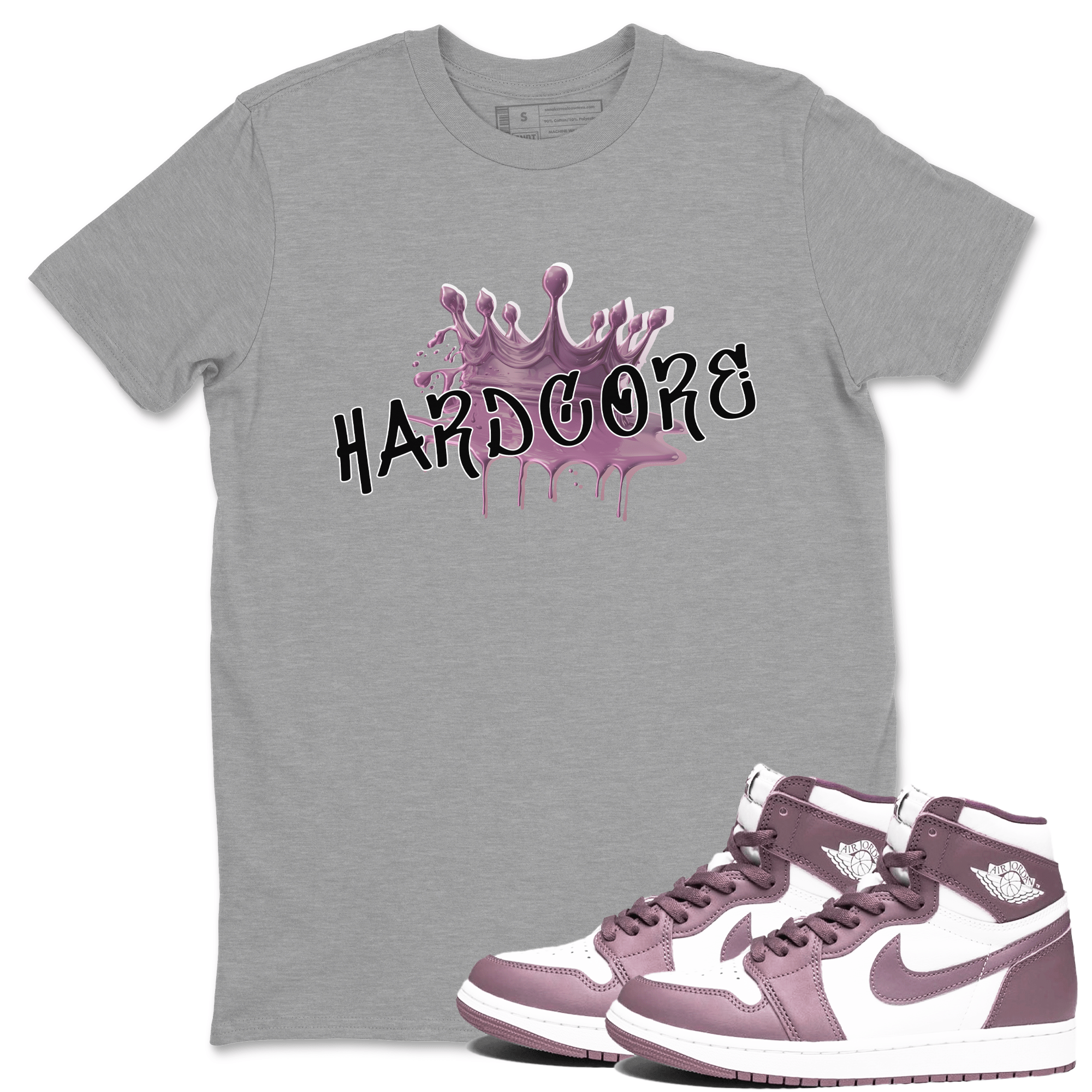 Air Jordan 1 Mauve shirt to match jordans Hardcore sneaker tees AJ1 Mauve SNRT Sneaker Tees Sneaker Matching Clothing Brand Unisex Sneaker Tee Heather Grey 1 T-Shirt