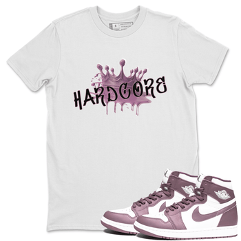 Air Jordan 1 Mauve shirt to match jordans Hardcore sneaker tees AJ1 Mauve SNRT Sneaker Tees Sneaker Matching Clothing Brand Unisex Sneaker Tee White 1 T-Shirt