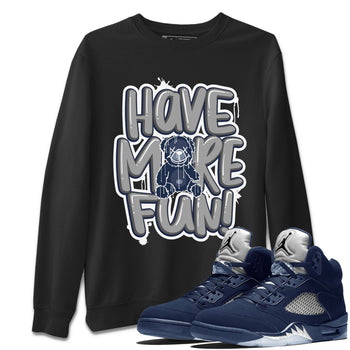 Air Jordan 5 Navy Sneaker Match Tees Have More Fun Sneaker Tees Air Jordan 5 Georgetown SNRT Sneaker Release Tees Short Sleeve T-Shirt Black 2