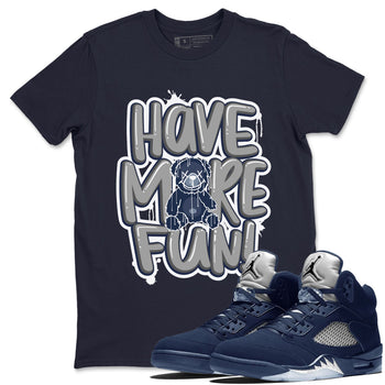 Air Jordan 5 Navy Sneaker Match Tees Have More Fun Sneaker Tees Air Jordan 5 Georgetown SNRT Sneaker Release Tees Short Sleeve T-Shirt Navy 1