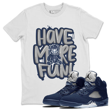 Air Jordan 5 Navy Sneaker Match Tees Have More Fun Sneaker Tees Air Jordan 5 Georgetown SNRT Sneaker Release Tees Short Sleeve T-Shirt White 1
