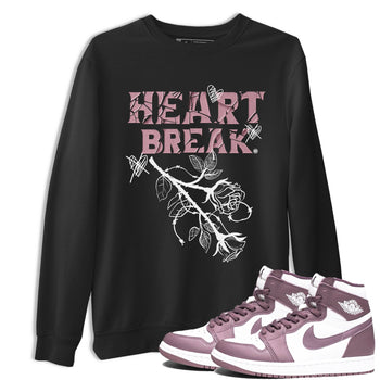 Air Jordan 1 Mauve shirt to match jordans Heart Break sneaker matching t-shirt Jordan 1 High OG Mauve SNRT Sneaker Release Tees Unisex Black 1 T-Shirt