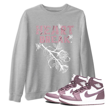 Air Jordan 1 Mauve shirt to match jordans Heart Break sneaker matching t-shirt Jordan 1 High OG Mauve SNRT Sneaker Release Tees Unisex Heather Grey 1 T-Shirt