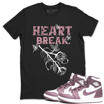 Air Jordan 1 Mauve shirt to match jordans Heart Break sneaker matching t-shirt Jordan 1 High OG Mauve SNRT Sneaker Release Tees Unisex Black 1 T-Shirt