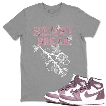 Air Jordan 1 Mauve shirt to match jordans Heart Break sneaker matching t-shirt Jordan 1 High OG Mauve SNRT Sneaker Release Tees Unisex Heather Grey 1 T-Shirt
