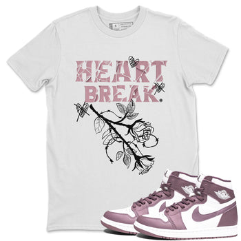 Air Jordan 1 Mauve shirt to match jordans Heart Break sneaker matching t-shirt Jordan 1 High OG Mauve SNRT Sneaker Release Tees Unisex White 1 T-Shirt
