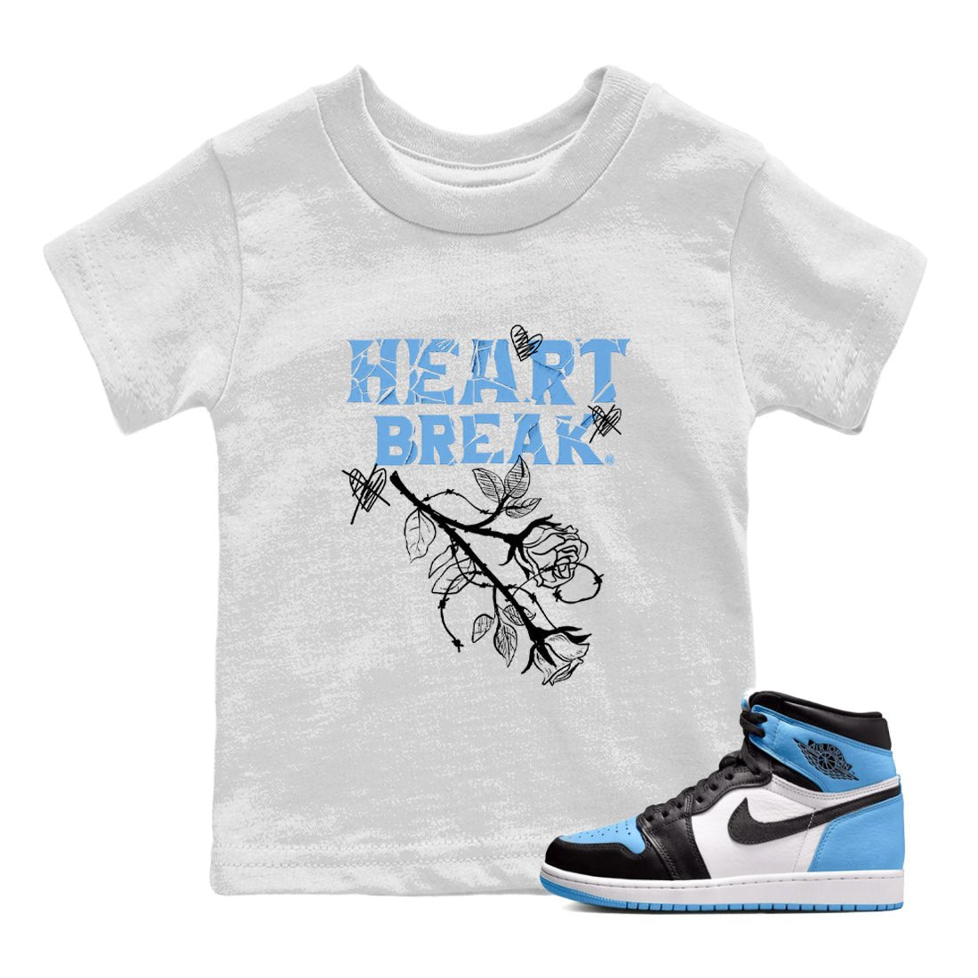 Air Jordan 1 Retro High OG UNC Toe Shirt to match Jordans Heart Break Sneaker Tees UNC Toe 1s Tees Kids and Baby Tees Heather Grey 2