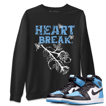Air Jordan 1 Retro High OG UNC Toe Shirt to match Jordans Heart Break Sneaker Tees UNC Toe 1s Tees Crew Neck T-Shirts Black 1