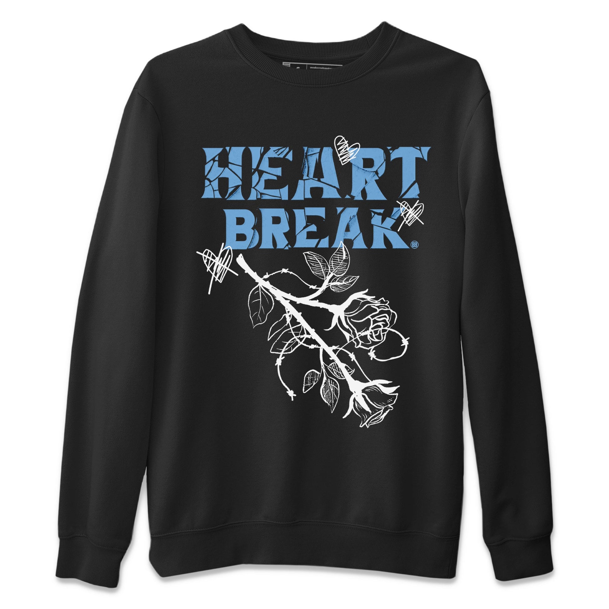 Air Jordan 1 Retro High OG UNC Toe Shirt to match Jordans Heart Break Sneaker Tees UNC Toe 1s Tees Crew Neck T-Shirts Black 2