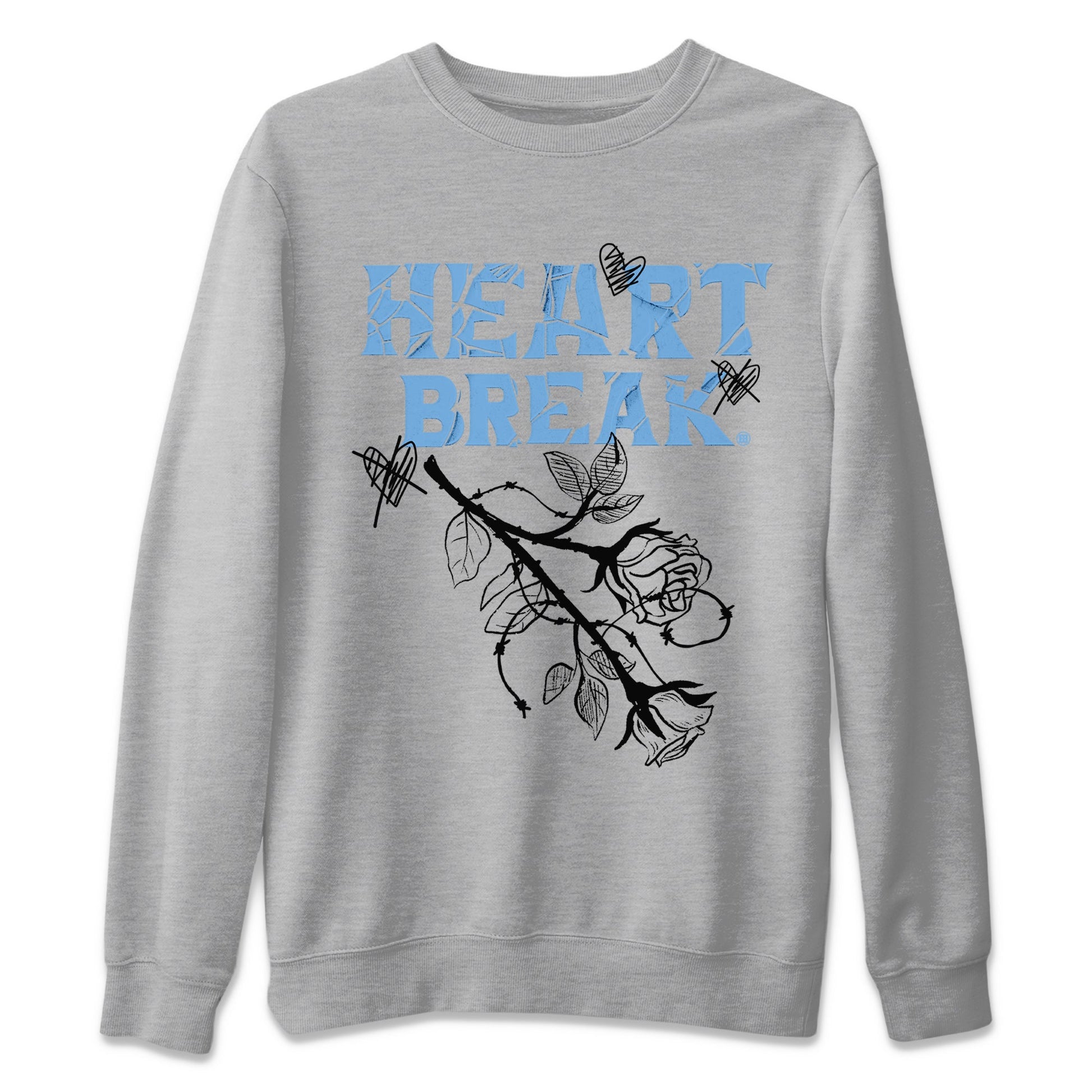 Air Jordan 1 Retro High OG UNC Toe Shirt to match Jordans Heart Break Sneaker Tees UNC Toe 1s Tees Crew Neck T-Shirts Heather Grey 2