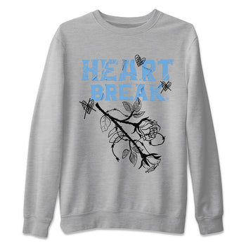 Air Jordan 1 Retro High OG UNC Toe Shirt to match Jordans Heart Break Sneaker Tees UNC Toe 1s Tees Crew Neck T-Shirts Heather Grey 2